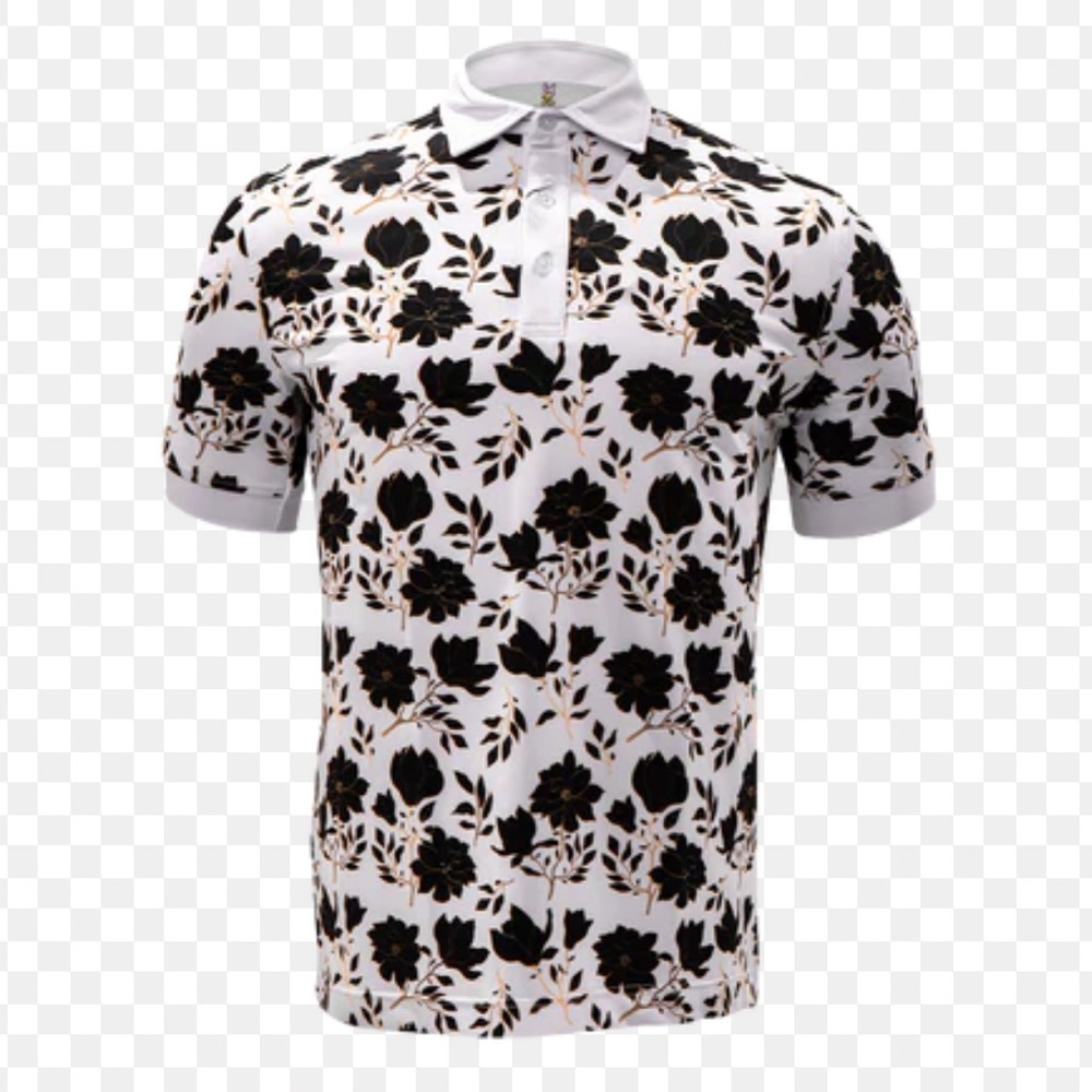 Rolo Golf Floral Black and White Men's Polo Shirt